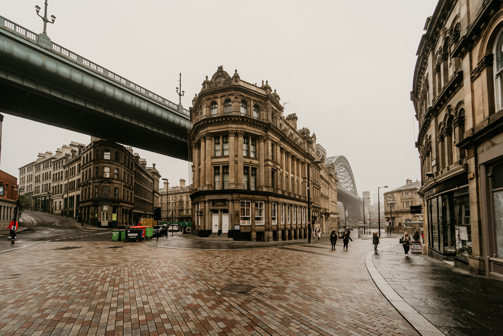 Newcastle high street with pedestrians