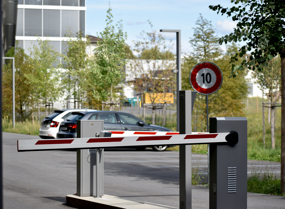 Car park barrier entry to a quiet office car park