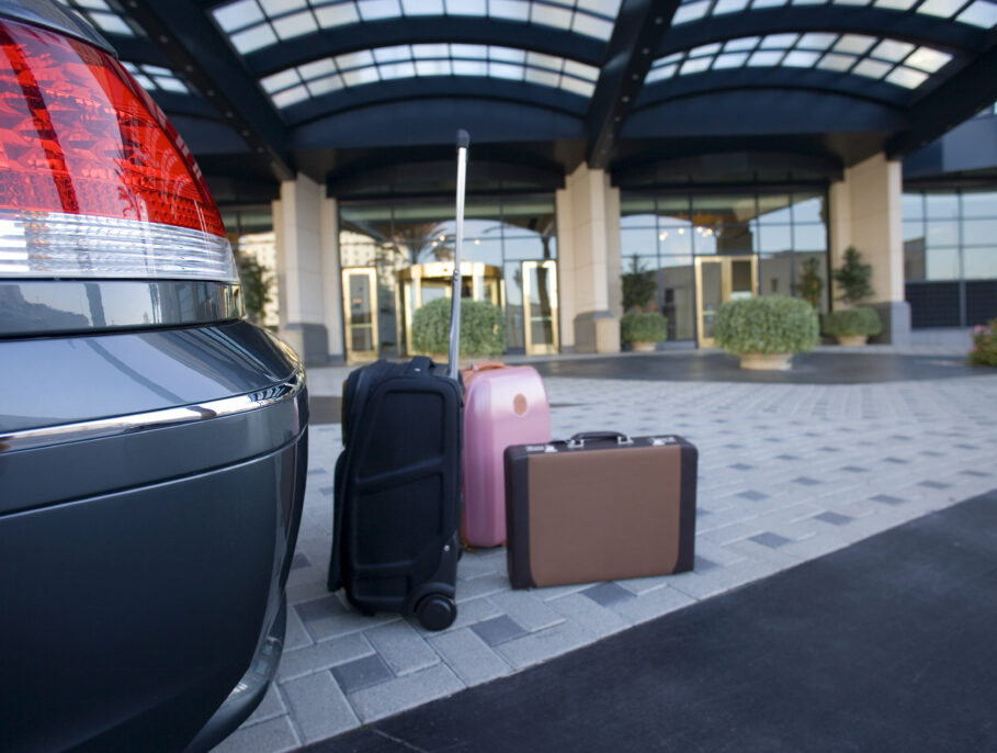 A car pavement parking outside a hotel