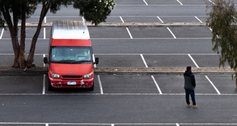 Van parked in an empty office car park