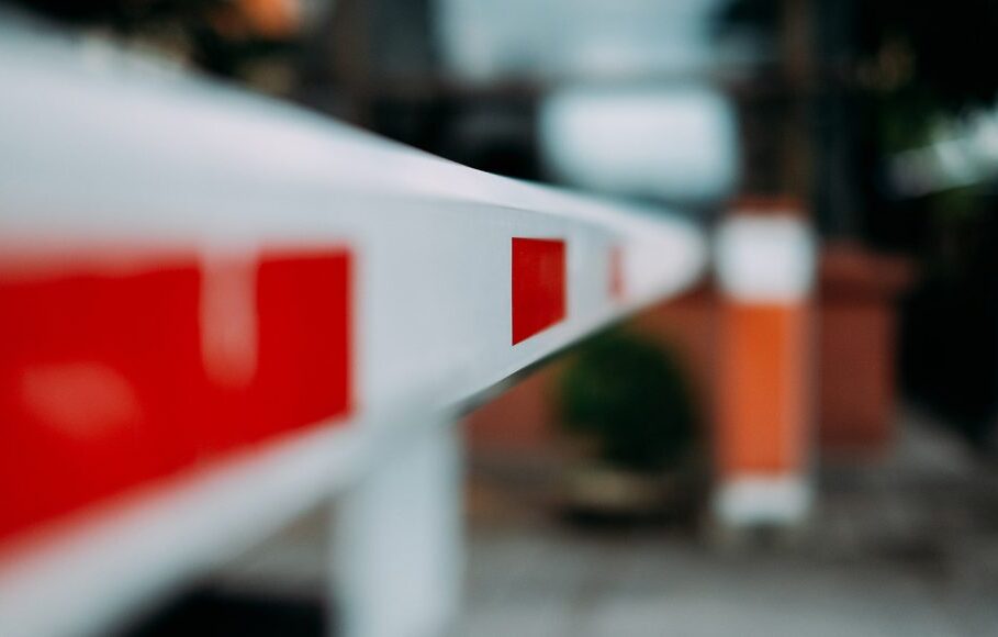 Car parking barriers at the entry to a car park