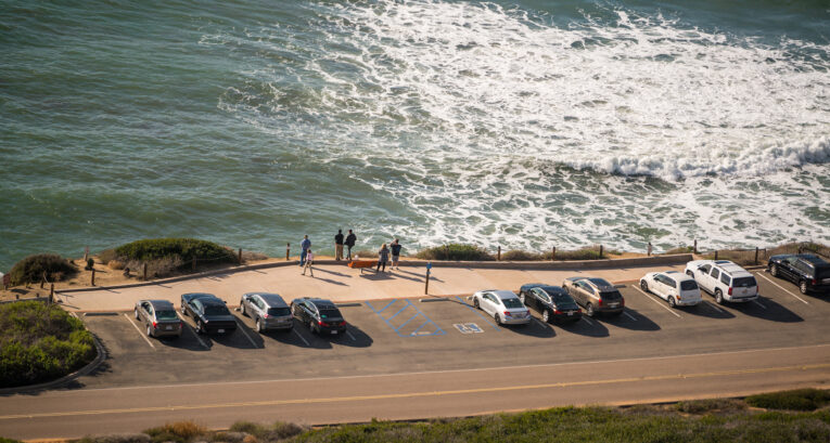 Abersoch Golf Club car park on the coastline