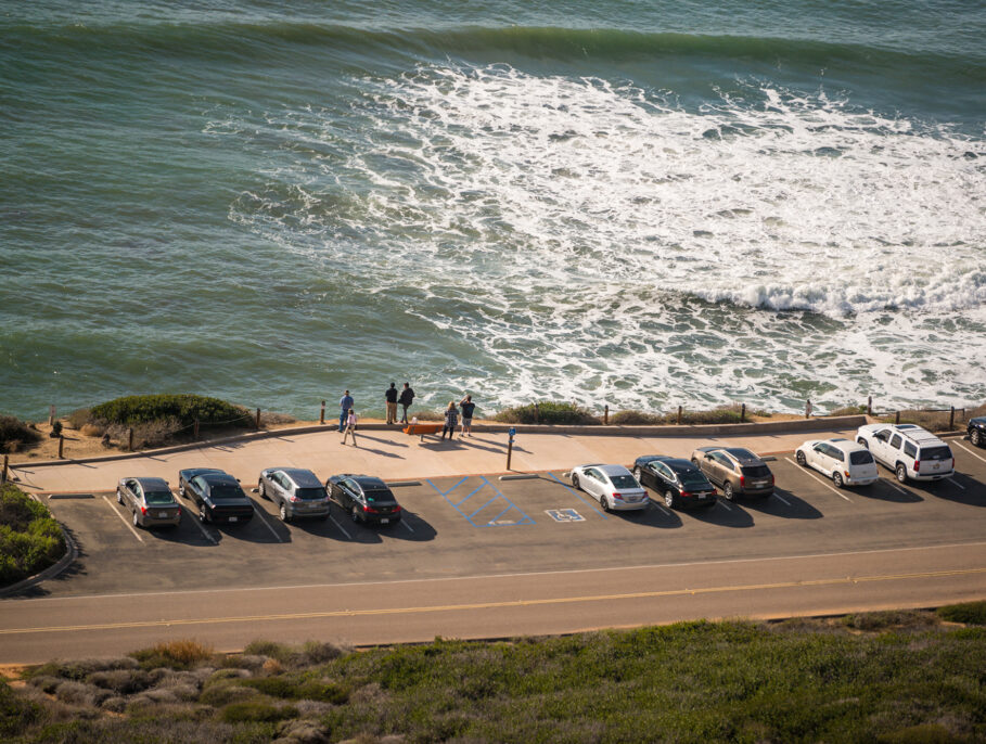 Abersoch Golf Club car park on the coastline