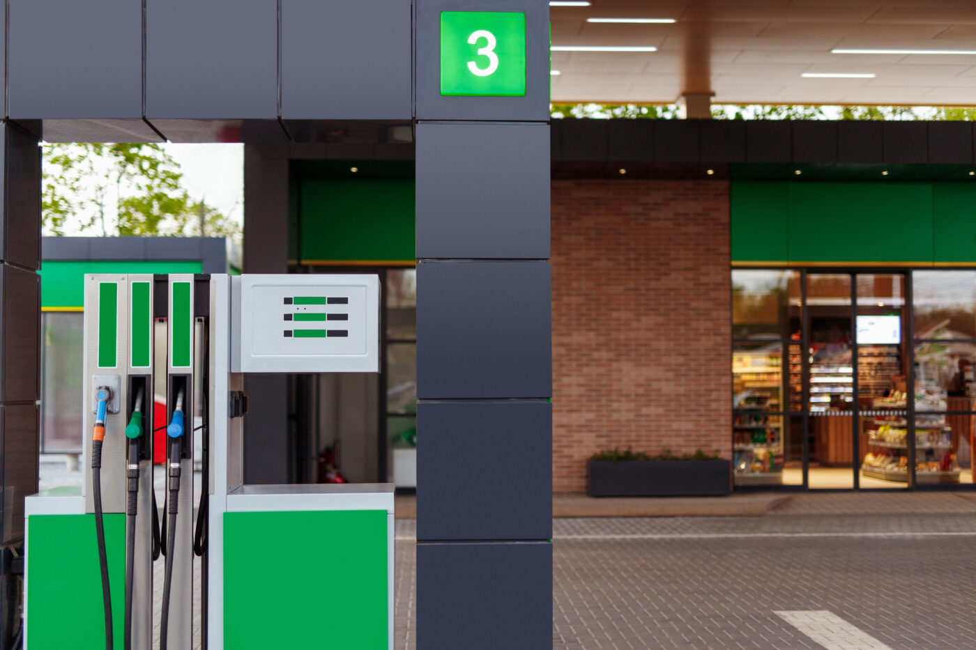 Motorway service station petrol pump