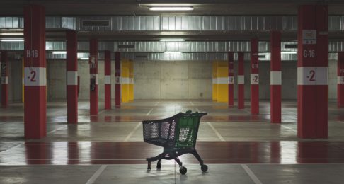 Trolley in an empty car park