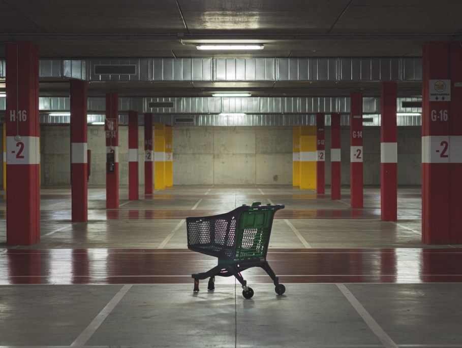 Trolley in an empty car park