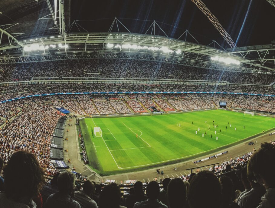 Internal shot of a stadium during a football match