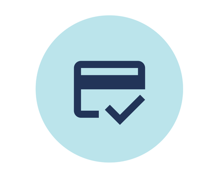 Payment card with a tick