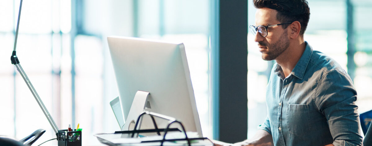 Businessman working at a computer