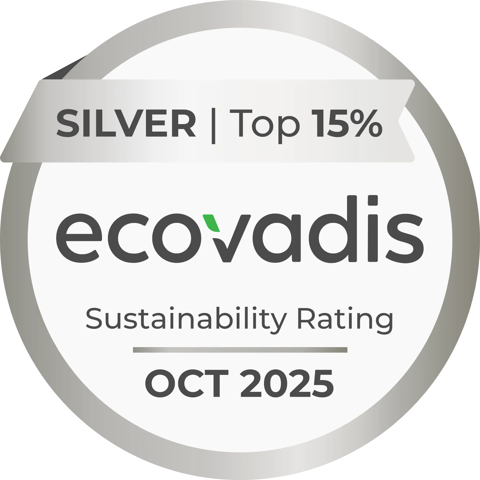 ecovadis - Silver sustainability rating - Oct 2025